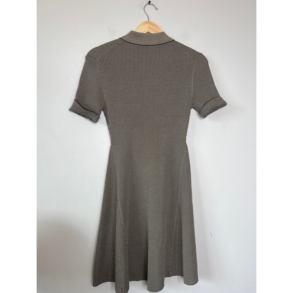 NEW Ganni Melange Collar Embroidered Short-Sleeve Knit Mini Dress Safari Size: M - Picture 7 of 8